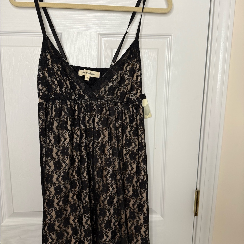 Steve Madden Black Chemise with Lace Detailing